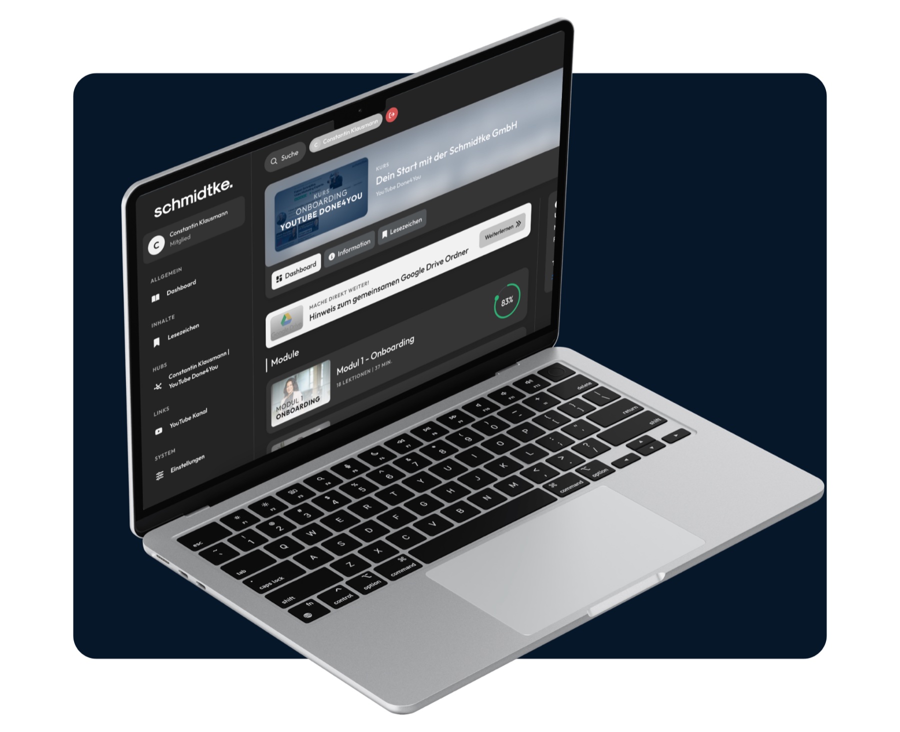 Digitales Schulungssystem der Schmidtke GmbH auf einem MacBook