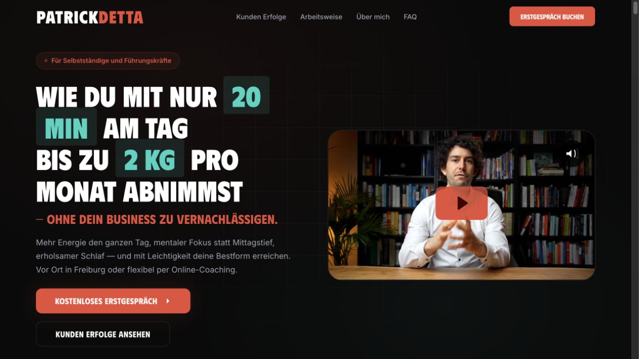 Die von der Schmidtke GmbH entwickelte Webseite von Patrick Detta